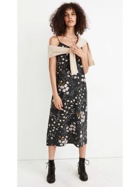 Madewell Silk Eva Slip Dress in the Polka Daisies pattern. 
